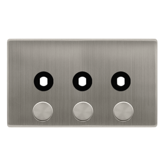 3 GANG UNFURNISHED DIMMER PLATE & KNOBS - STAINLES