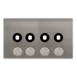 4 GANG UNFURNISHED DIMMER PLATE & KNOBS - STAINLES