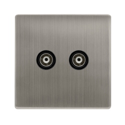 TWIN ISOLATED COAXIAL OUTLET - STAINLESS STEEL COV