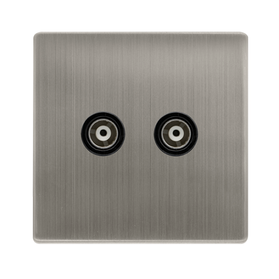 TWIN ISOLATED COAXIAL OUTLET - STAINLESS STEEL COV
