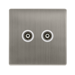 TWIN ISOLATED COAXIAL OUTLET - STAINLESS STEEL COV