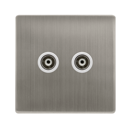 TWIN ISOLATED COAXIAL OUTLET - STAINLESS STEEL COV