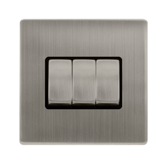 10AX INGOT 3 GANG 2 WAY SWITCH - STAINLESS STEEL C