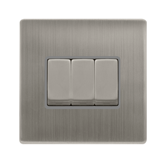 10AX INGOT 3 GANG 2 WAY SWITCH - STAINLESS STEEL C