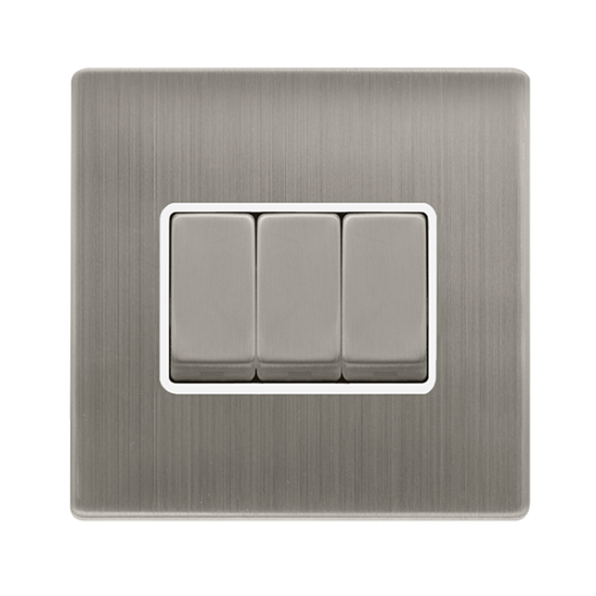 10AX INGOT 3 GANG 2 WAY SWITCH - STAINLESS STEEL C