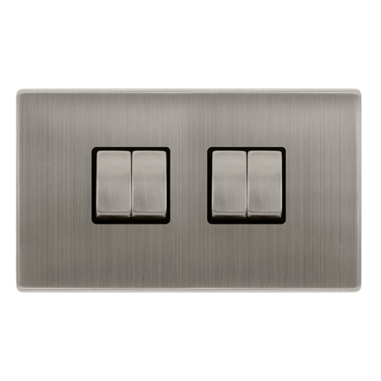 10AX INGOT 4 GANG 2 WAY SWITCH - STAINLESS STEEL C