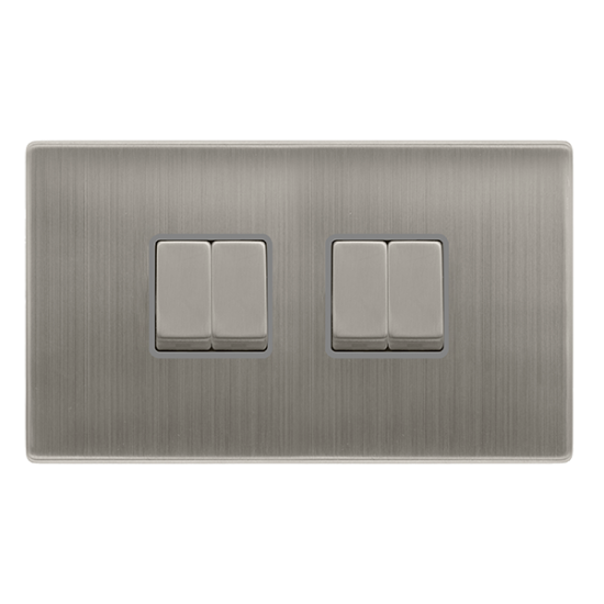 10AX INGOT 4 GANG 2 WAY SWITCH - STAINLESS STEEL C