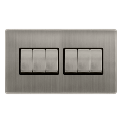 10AX INGOT 6 GANG 2 WAY SWITCH - STAINLESS STEEL C