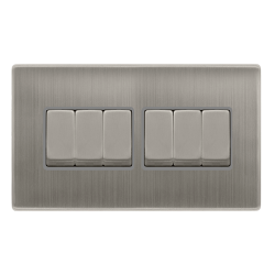 10AX INGOT 6 GANG 2 WAY SWITCH - STAINLESS STEEL C