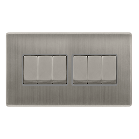 10AX INGOT 6 GANG 2 WAY SWITCH - STAINLESS STEEL C