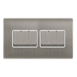 10AX INGOT 6 GANG 2 WAY SWITCH - STAINLESS STEEL C