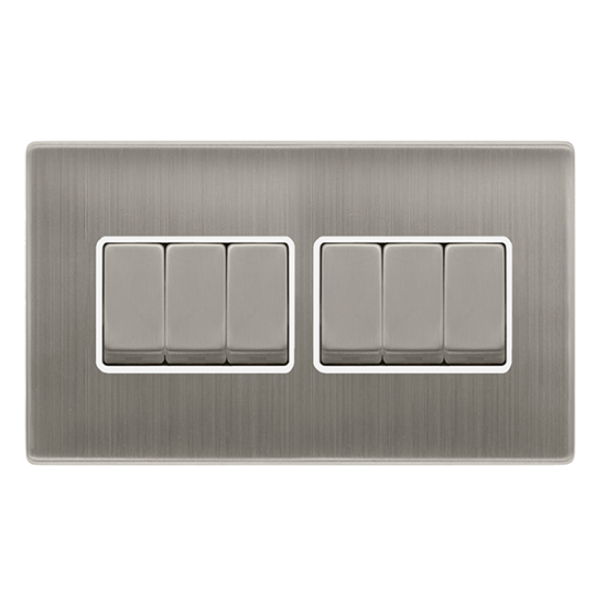 10AX INGOT 6 GANG 2 WAY SWITCH - STAINLESS STEEL C