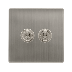 10AX 2 GANG 2 WAY TOGGLE SWITCH - STAINLESS STEEL
