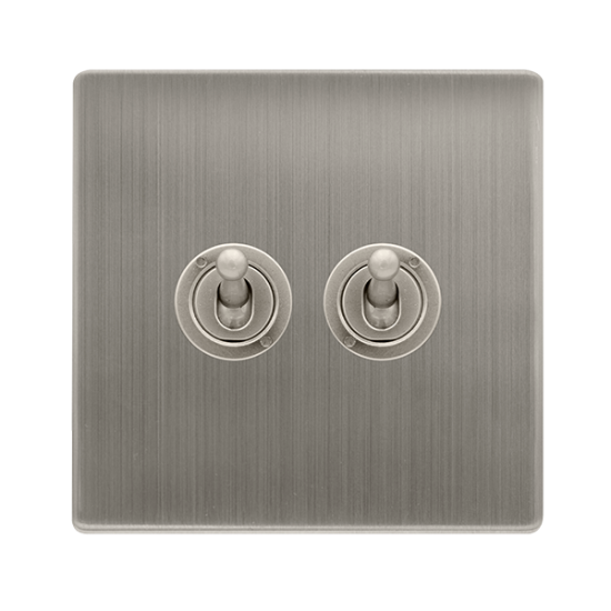 10AX 2 GANG 2 WAY TOGGLE SWITCH - STAINLESS STEEL