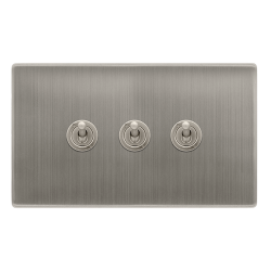 10AX 3 GANG 2 WAY TOGGLE SWITCH - STAINLESS STEEL