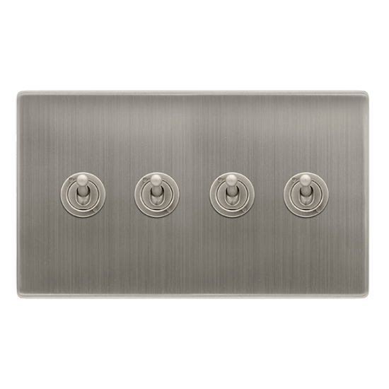 10AX 4 GANG 2 WAY TOGGLE SWITCH - STAINLESS STEEL