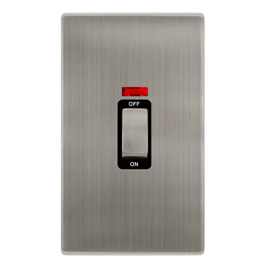 50A INGOT 2 GANG DOUBLE POLE SWITCH WITH NEON -  S