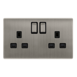 13A INGOT 2 GANG DP SWITCHED SOCKET - STAINLESS ST