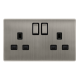 13A INGOT 2 GANG DP SWITCHED SOCKET - STAINLESS ST