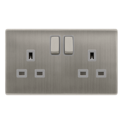 13A INGOT 2 GANG DP SWITCHED SOCKET - STAINLESS ST