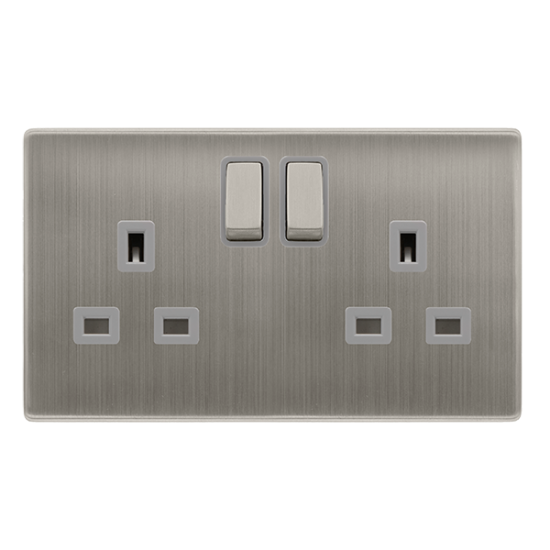 13A INGOT 2 GANG DP SWITCHED SOCKET - STAINLESS ST