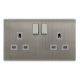 13A INGOT 2 GANG DP SWITCHED SOCKET - STAINLESS ST