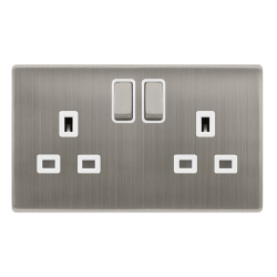 13A INGOT 2 GANG DP SWITCHED SOCKET - STAINLESS ST