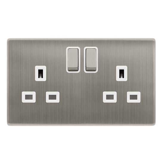 13A INGOT 2 GANG DP SWITCHED SOCKET - STAINLESS ST