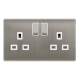 13A INGOT 2 GANG DP SWITCHED SOCKET - STAINLESS ST