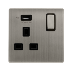 13A INGOT 1 GANG SWITCHED SOCKET WITH 2.1A USB OUT