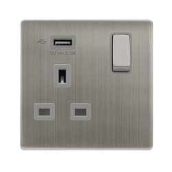 13A INGOT 1 GANG SWITCHED SOCKET WITH 2.1A USB OUT