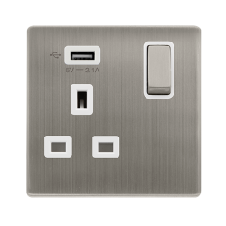 13A INGOT 1 GANG SWITCHED SOCKET WITH 2.1A USB OUT