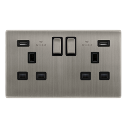13A INGOT 2 GANG SWITCHED SOCKET WITH 2.1A USB OUT