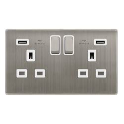 13A INGOT 2 GANG SWITCHED SOCKET WITH 2.1A USB OUT