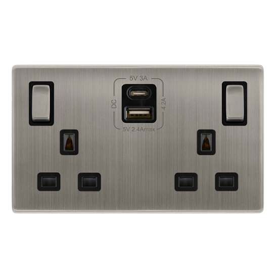 13A INGOT 2 GANG SWITCHED SAFETY SHUTTER SOCKET WI