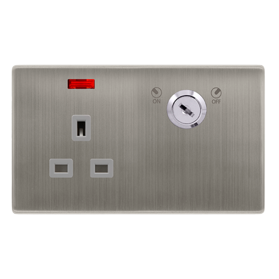 13A 1 GANG DOUBLE POLE KEY LOCKABLE SOCKET WITH NE