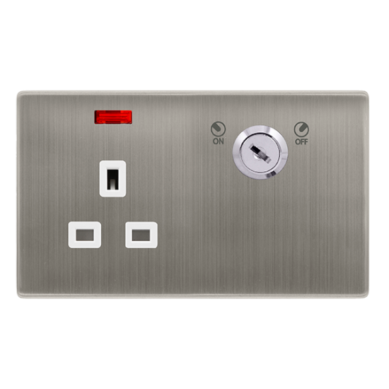 13A 1 GANG DOUBLE POLE KEY LOCKABLE SOCKET WITH NE