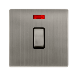 20A INGOT DOUBLE POLE SWITCH WITH NEON - STAINLESS