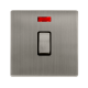 20A INGOT DOUBLE POLE SWITCH WITH NEON - STAINLESS