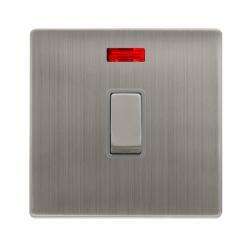 20A INGOT DOUBLE POLE SWITCH WITH NEON - STAINLESS