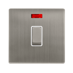 20A INGOT DOUBLE POLE SWITCH WITH NEON - STAINLESS