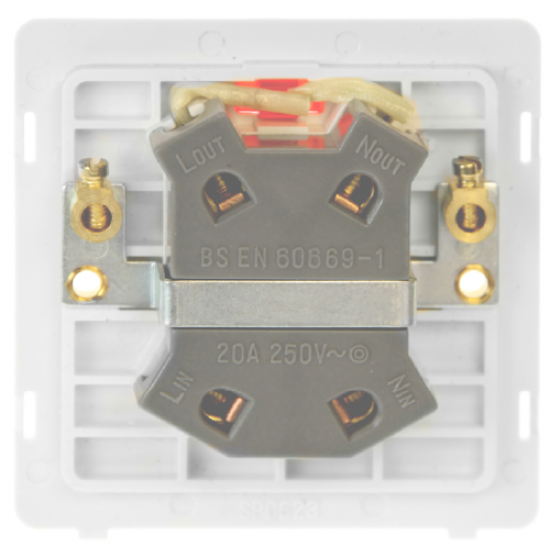 20A INGOT DOUBLE POLE SWITCH WITH NEON - STAINLESS