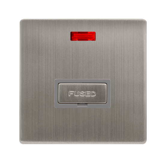 13A INGOT FUSED CONNECTION UNIT WITH NEON - STAINLESS STEEL