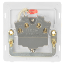 13A INGOT FUSED CONNECTION UNIT WITH NEON - STAINLESS STEEL