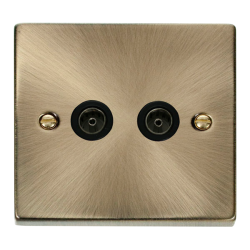 VPAB066BK Deco Twin Coaxial Socket Outlet - Black