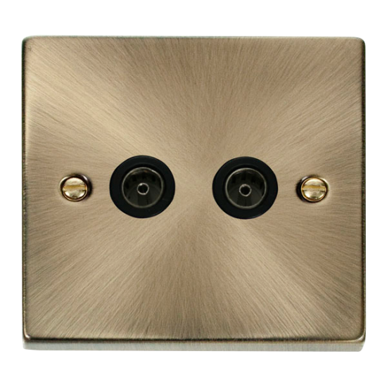 VPAB066BK Deco Twin Coaxial Socket Outlet - Black