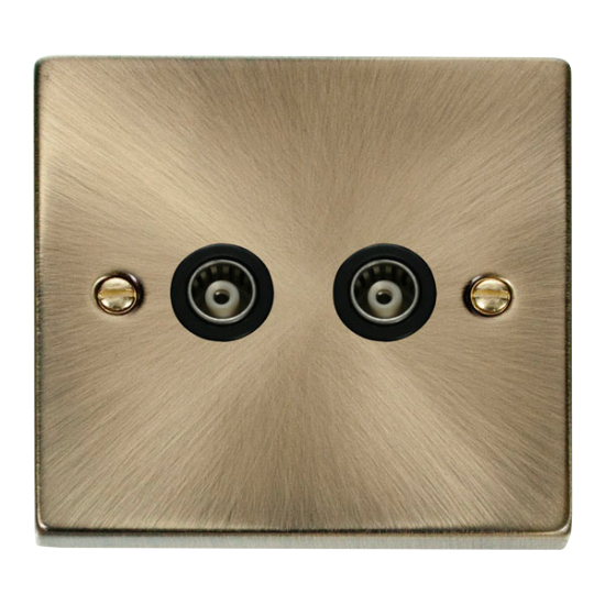 VPAB159BK Deco Twin Isolated Coaxial Socket Outlet