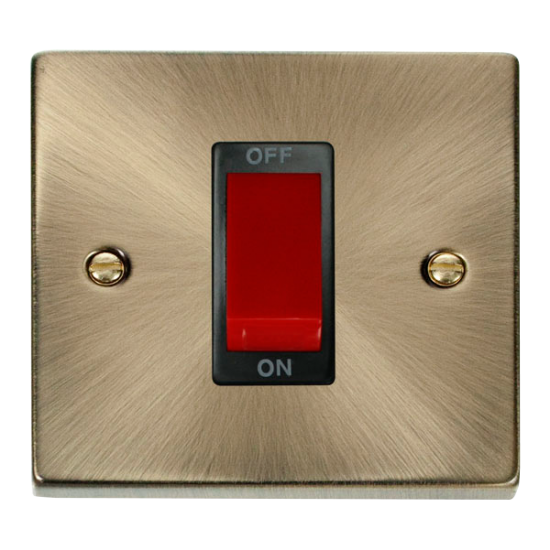 VPAB200BK Deco 1 Gang 45A DP Switch - Black