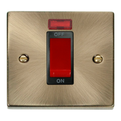 VPAB201BK Deco 1 Gang 45A DP Switch With Neon - Bl