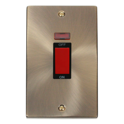 VPAB203BK Deco 2 Gang 45A DP Switch With Neon - Bl